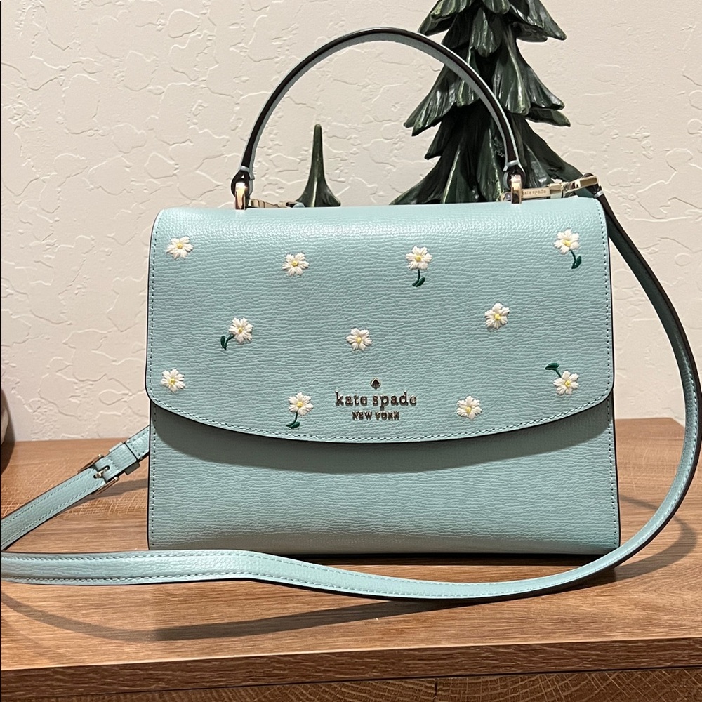 Kate Spade Light Blue Satchel with Daisies